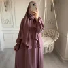 eid abaya avec écharpe hijab intégrée, fermeture éclair sur le devant, jilbab islamique, une pièce, robe pour femmes musulmanes, vêtements de prière, dubaï, ramadan