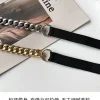 ceinture à chaîne dorée élastique en métal argenté pour femmes, cummerbunds extensibles de haute qualité pour dames, manteau ketting riem