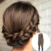 Bandes de sauna tressées synthétiques pour femmes, bande élastique torsadée, ceinture réglable, tressage, accessoires pour cheveux, postiche tressée