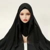 hijab niken mousseline de soie pour femme, bandeau de sauna musulman, bonnet, long châle avec jersey, sous Écharpe, couverture de cou, enveloppe de sauna, vente en gros
