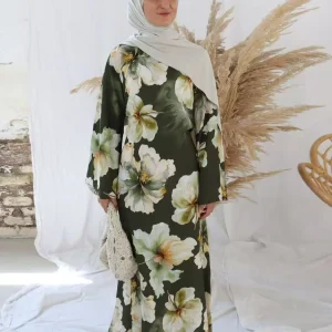 Femmes Robe Abaya fleur dubaï arabe imprimé Msulim Eid Jalabiya Ramadan robes Largos Islam manches évasées longue Robe maroc 2025
