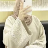 abaya musulmane avec broderie florale pour femmes, robe longue pour eid, ramadan marocain, kaftan à lacets, islam, robe éducative, dubaï, arabe
