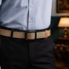 ceinture en nylon moderne pour hommes, souple, sans trou, à cliquet, confortable, classique, réglable, pour événements formels