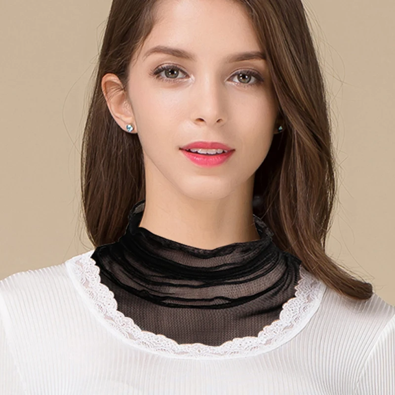 100% véritable soie maille protection solaire écharpe 2025 été nouvelles femmes faux col solide mince unisexe polyvalent quotidien écharpe