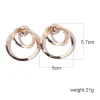 boucles d'oreilles géométriques double couche pour femmes, nouvelle personnalité de la mode, couleur or, surface lisse, cercle, bijoux coréens, cadeaux