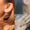 boucles d'oreilles classiques avec épingle de sûreté pour femmes et hommes, unisexe, trombone, couleur or argent noir, alliage de zinc, à la mode, bijoux cadeau, 2023
