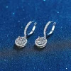 boucles d'oreilles rondes en argent sterling 925 pour femmes, 1 carat, moissanite, style de soirée de luxe