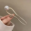 Épingles à cheveux en perles coréennes en forme de u, épingles à cheveux en métal pour femmes et filles, bâtons pour chignon, accessoires de coiffure, cadeaux, nouvelle collection