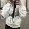 Veste à capuche zippée pour femmes, veste décontractée à manches longues avec capuche en fourrure pour un usage quotidien, Streetwear pour activités de plein air
