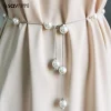 Ceinture fine en métal réglable pour femme, perle élégante, ceinture simple pour femme, ceinture fine pour robe, bijoux décoratifs