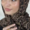 1 pièces ramadan hijab imprimé léopard femmes bohème aquarelle doux musulman hijabs floral respirant châle enveloppement écharpe foulard chaud