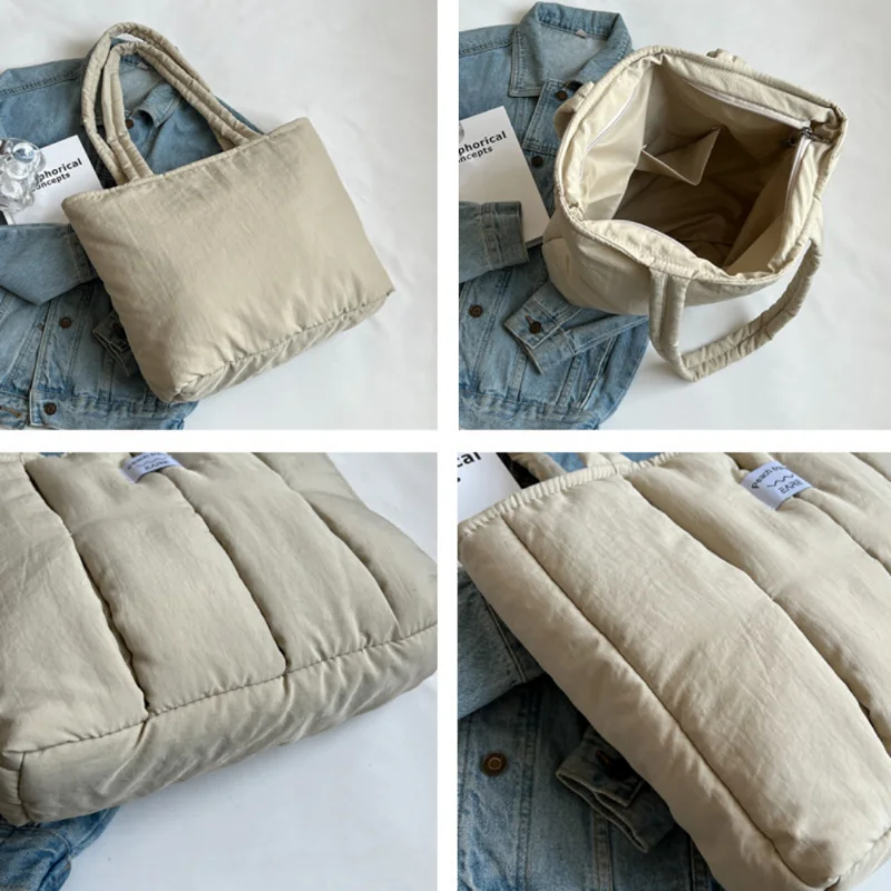 Sac à main rembourré en coton pour femmes, fourre-tout de luxe de styliste, sacs à bandoulière matelassés, sac de shopping, bourse Bolsa Hobo