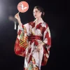 robe kimono japonaise traditionnelle avec obi pour femmes, geisha haori yukata, costume imprimé floral, robes aérées