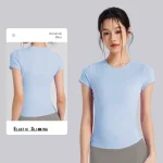 Chemise de sport de plein air pour femmes, vêtements de Yoga, T-Shirt de Fitness, de course à séchage rapide, haut d&rsquo;entraînement, vêtements de sport féminins, vêtements d&rsquo;exercice