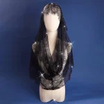 Voile en dentelle élégant pour mariées, 1 pièce, en Polyester Transparent, motifs floraux géométriques, voile de mariage parfait