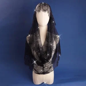 Voile en dentelle élégant pour mariées, 1 pièce, en Polyester Transparent, motifs floraux géométriques, voile de mariage parfait