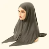 hijab instantané musulman en coton modal avec fermeture éclair invisible solide prêt à porter hijab de prière femmes turban jilbab réglable haut de gamme