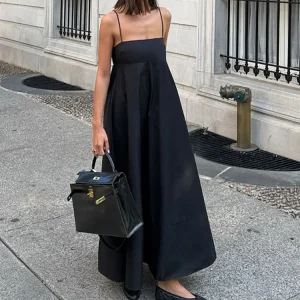 Robe longue trapèze pour femmes, ample, dos nu, élégante, sans manches, buste enveloppé, Chic, vacances, plage, 2025