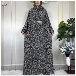 Abayas musulmanes pour femmes, prière du Ramadan, Maxi dubaï, turquie, Robe en coton, florale, ample, africaine, Turban attaché, dernière collection 2024