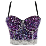 Strass diamant paillettes débardeur femmes scène fête Shaper Camis soutien-gorge chemise femme vêtements Punk Corset dames culture hauts y2k Blusa