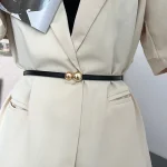 Ceinture en cuir Pu pour femmes, boucle boule en métal doré, mode fine, réglable, sauvage, slim, robe, jean, bretelles décoratives