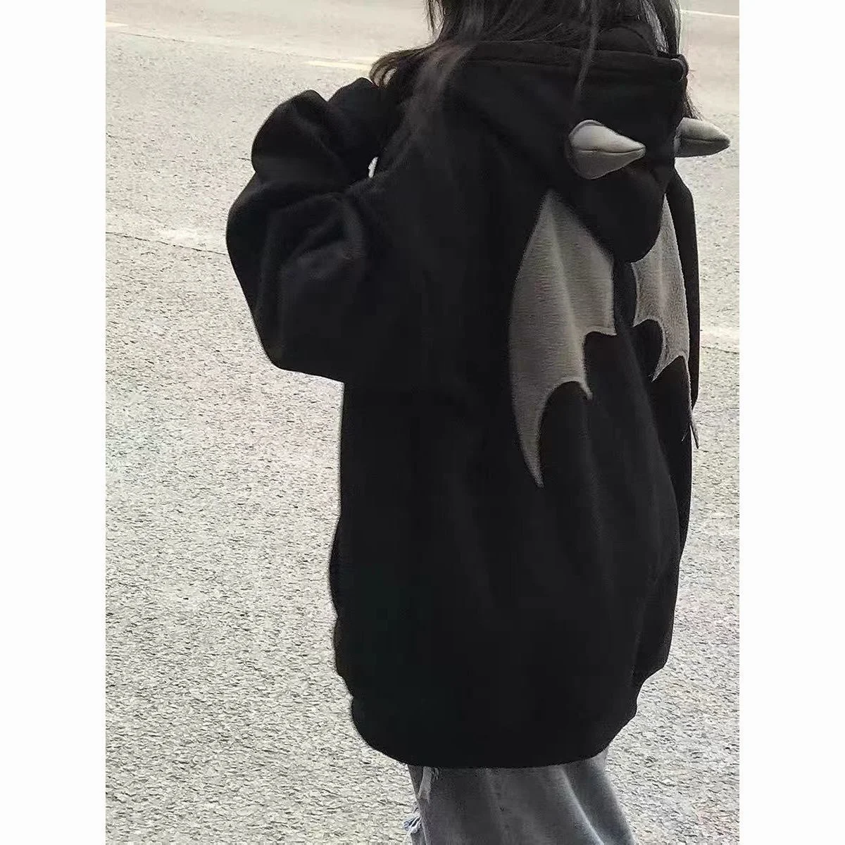 sweat à capuche diable pour femmes et hommes, style foncé, vintage, harajuku, fermeture éclair, hip hop, streetwear, y2k, esthétique, cardigan grunge