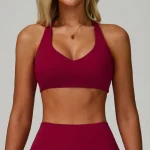 Femmes Yoga soutien-gorge antichoc haut court Push Up Sport soutien-gorge respirant Sport soutien-gorge haut de fitness gymnase Sexy licou sous-vêtements d&rsquo;entraînement rembourré
