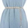 ceinture de perles élégante pour femmes, chaîne de taille, boucle élastique, chaîne de perles, accessoires pour vêtements féminins