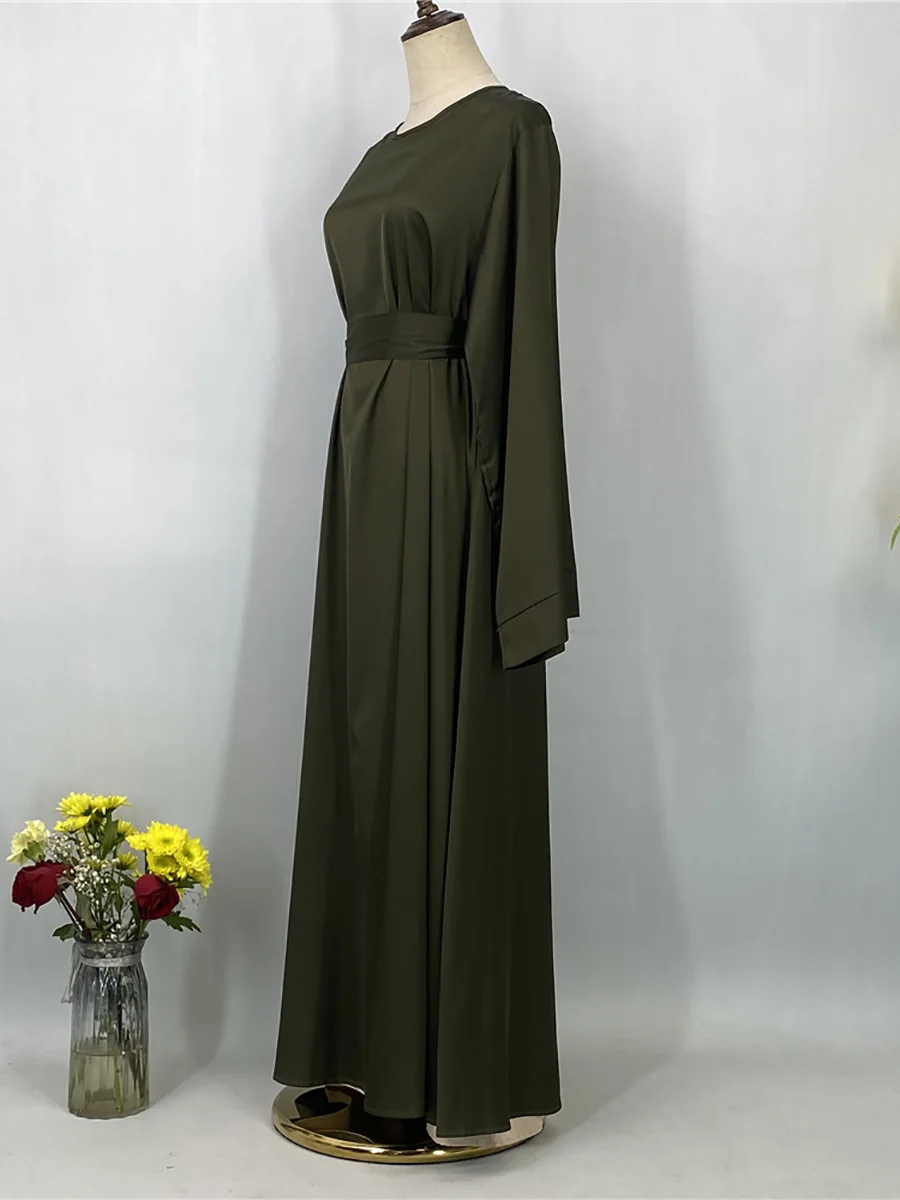 abaya robe maxi luxueuse en satin pour femme musulmane, caftan marocain, vêtement islamique modeste, ramadan, dubaï
