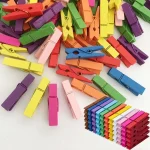 Pinces à linge en bois colorées 50 pièces, épingles à vêtements pour pinces photos photos décoratives, petites pinces de fermeture de décoration en bois colorées