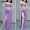 robe d'entraînement du ventre sexy pour femmes, haut de danse orientale à paillettes, ensemble jupe longue, costume de danse du ventre, nouveau costume de spectacle sur scène