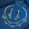 3 pièces d'ensemble de bijoux pour femmes, ensemble collier et boucles d'oreilles en cristal et diamant, bijoux de fête de mariage, bijoux à porter au quotidien