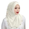 Chapeau bandeau extensible élégant, couleur unie, nœud supérieur, casquette enveloppante, couverture complète Simple, foulard islamique, couverture de cheveux pour dames