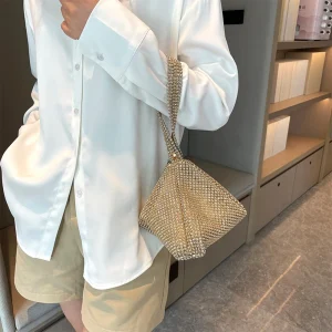 Pochette de soirée scintillante pour femme, grande capacité, cocktail, sac de mariage, sac sous les bras, dame élégante