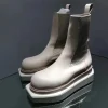 bottines chelsea à plateforme noire pour femme, bottines d'hiver en cuir à bout carré, à enfiler, style britannique, décontractées, antidérapantes, pour moto