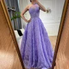 robe de bal de luxe pour femmes, asymétrique épaule dénudée, ligne a, avec des appliques en dentelle, arabe, lilas, sur mesure, la72619, 2025
