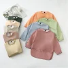 bavoirs pour bébé de couleur unie à manches longues, tablier d'alimentation imperméable pour enfants, bavoir pour garçons et filles, facile à nettoyer, blouses artistiques pour tout petits