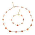 JINHUI-Ensemble de bijoux imperméables pour femme, collier perlé, bracelet en acier inoxydable, collier de charbon, style JOBoho, cheminée magnifique, 216.239.