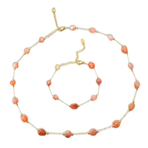 JINHUI-Ensemble de bijoux imperméables pour femme, collier perlé, bracelet en acier inoxydable, collier de charbon, style JOBoho, cheminée magnifique, 216.239.