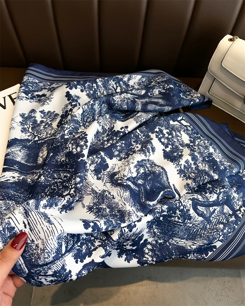 foulards à fleurs léopard pour femmes, petit foulard carré, sac de cou snood, hijab, marque de créateur de luxe, mode, 90x90cm