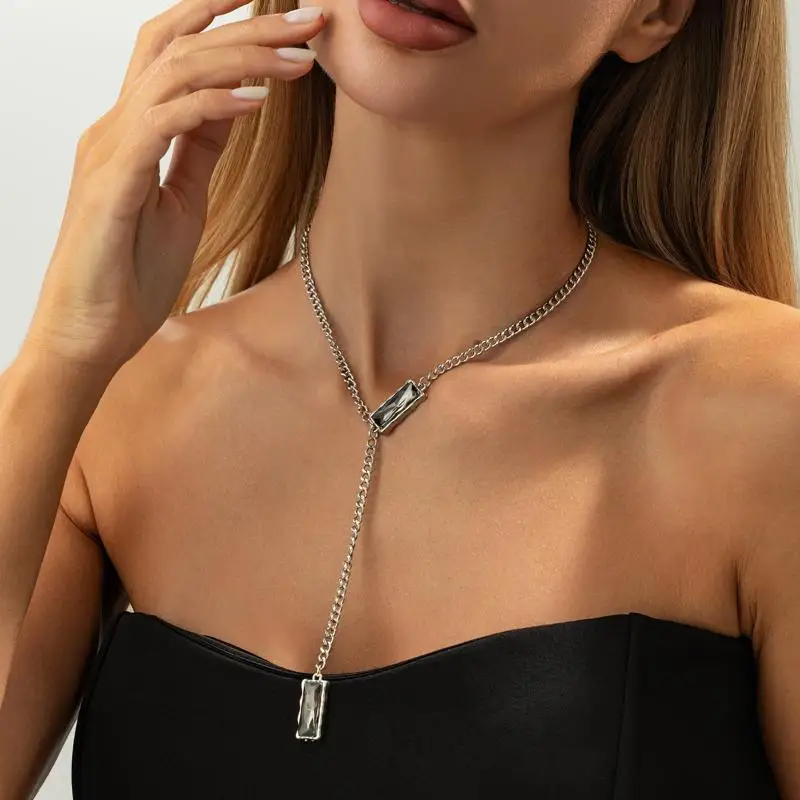 Ensemble de bijoux minimaliste pour femmes, pendentif en strass irrégulier, collier, Bracelet, boucles d'oreilles, ras du cou élégant, cadeaux de fête