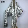 kuwait winyi manteau musulman imprimé boho pour femme, kimono long ouvert devant, kaftan, tunique de plage, robes rondes, 2023
