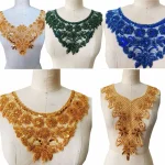 Décoration de vêtements appliquée à col rond, tissu pour robe musulmane arabe, paillettes faites à la main, cristal, diamant chaud, accessoires matériels