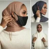 Écharpe Hijab en Coton Extensible avec Trou d&rsquo;Oreille pour Femme, Foulard de Sauna Musulman, Enveloppe la Tête, Châle de Cou Islamique, Prêt à vitation