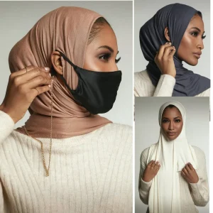 Écharpe Hijab en Coton Extensible avec Trou d&rsquo;Oreille pour Femme, Foulard de Sauna Musulman, Enveloppe la Tête, Châle de Cou Islamique, Prêt à vitation