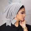 muslim women stretch turban hijab underscarf cancer chemo caps hat head scarves pre tied pleated scarf sleep hair cover