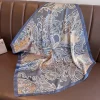 foulard carré en soie imprimé floral de luxe pour femmes, foulard en satin doux, bandeau de tête, hijab, bandeau pour dames, ruban de sac