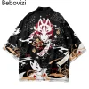 Bebovizi Style japonais chat samouraï Kimono Streetwear hommes femmes Cardigan japon Harajuku Anime Robe Anime vêtements 2023 été