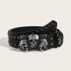 ceinture de crâne punk pour femmes, harajuku gothique y2k, rivets squelette, décoration de main, ceinture en cuir pour hommes et filles, accessoires d'halloween