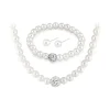 ensembles de bijoux en perles blanches pour femmes, boule de strass de luxe, collier, boucles d'oreilles, bracelets